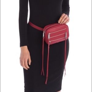 Rebecca Minkoff Red 3 Zipper Leather Belt Bag NEW